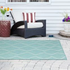 Cheap 🔥 Madison Park Cove Aqua/ White Moroccan Tile Indoor/Outdoor Rug ✔️
