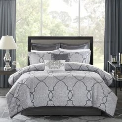 Alternative view of Best Sale ✨ Madison Park Anouk Silver Abstract 12 Piece Comforter Set ✔️