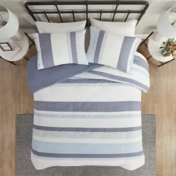 Best reviews of 🥰 Madison Park Levi Blue/ Natural 3 Piece Jacquard Duvet Cover Set(Insert Excluded) ⌛