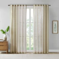 Top 10 🔥 Madison Park Kyler Texture Printed Woven Faux Linen Window Panel Wheat 😍 -Madison Park Sales unnamed file 3374
