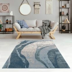 Outlet 🛒 Madison Park Kathryn Blue Abstract Wave Area Rug ❤️