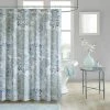 Hot Sale ⌛ Madison Park Loleta Cotton Printed Shower Curtain Blue 😀