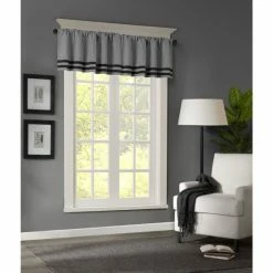Best reviews of 🎁 Madison Park Meyers Microsuede Striped Window Valance Grey / Black 😉