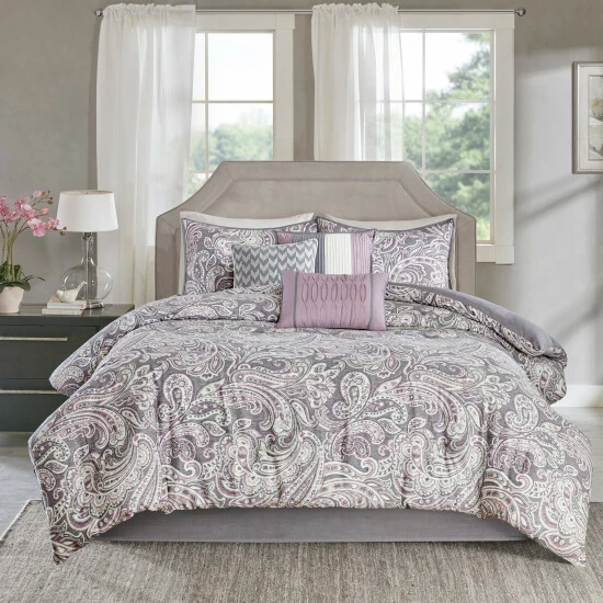 New π Madison Park Lira Printed Paisley 7 Piece Comforter Set Blue π 3 New π Madison Park Lira Printed Paisley 7 Piece Comforter Set Blue π