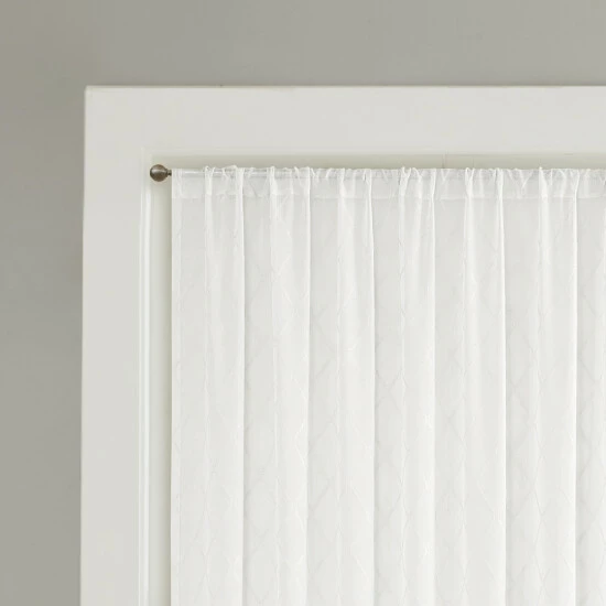 Brand new ๐ Madison Park Iris Embroidered Diamond Sheer Wide Width Curtain Panel - 100 X 84 White / Grey ๐ 9 Brand new ๐ Madison Park Iris Embroidered Diamond Sheer Wide Width Curtain Panel - 100 X 84 White / Grey ๐ - Image 7