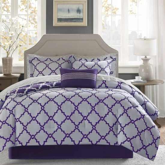 Coupon ๐ Madison Park Essentials Concord Purple/ Grey Reversible Complete Comforter Set With Cotton Bed Sheets ๐ 8 Coupon ๐ Madison Park Essentials Concord Purple/ Grey Reversible Complete Comforter Set With Cotton Bed Sheets ๐ - Image 6