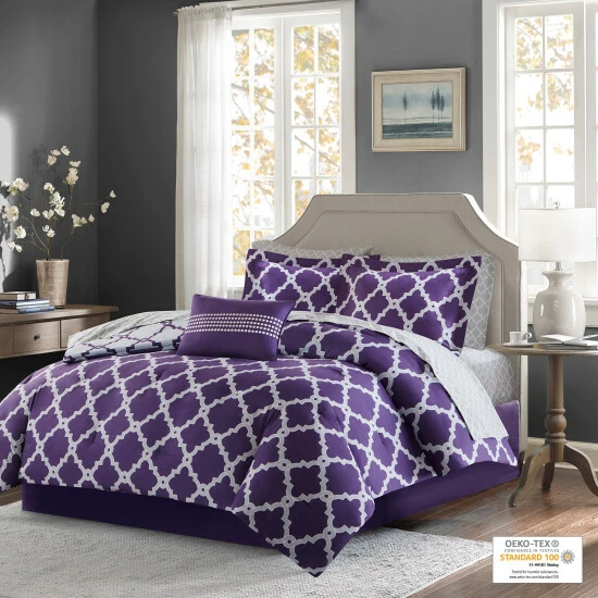 Coupon ๐ Madison Park Essentials Concord Purple/ Grey Reversible Complete Comforter Set With Cotton Bed Sheets ๐ 11 Coupon ๐ Madison Park Essentials Concord Purple/ Grey Reversible Complete Comforter Set With Cotton Bed Sheets ๐ - Image 9