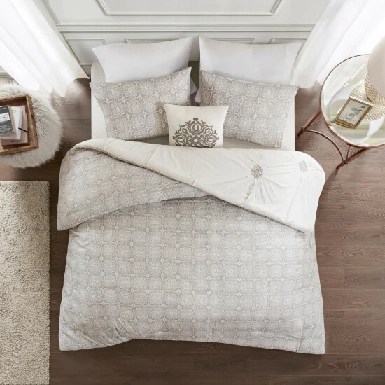 Coupon ⭐ Madison Park Edna Embroidered Cotton Reversible Duvet Cover Set Ivory ✔️ 4 Coupon ⭐ Madison Park Edna Embroidered Cotton Reversible Duvet Cover Set Ivory ✔️ - Image 2