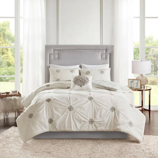 Coupon ⭐ Madison Park Edna Embroidered Cotton Reversible Duvet Cover Set Ivory ✔️ 12 Coupon ⭐ Madison Park Edna Embroidered Cotton Reversible Duvet Cover Set Ivory ✔️ - Image 10