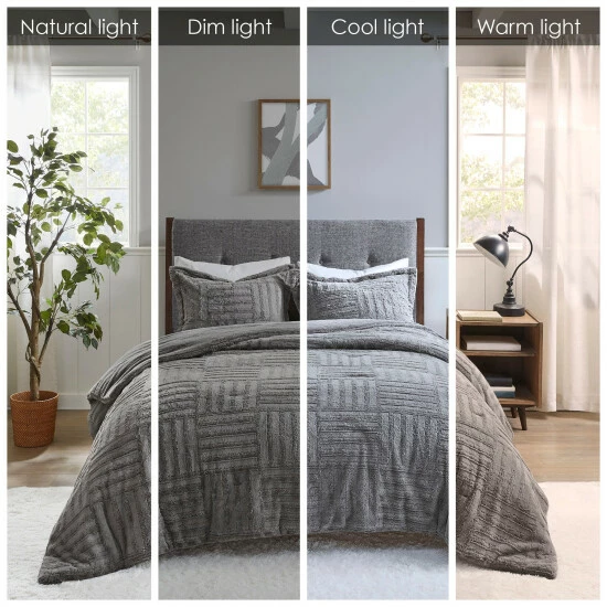 Wholesale 😀 Madison Park Polar Fur Down Alternative Comforter Mini Set Grey 🔥 6 Wholesale 😀 Madison Park Polar Fur Down Alternative Comforter Mini Set Grey 🔥 - Image 4