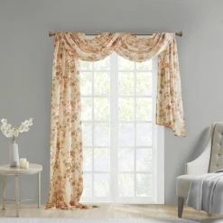 New 😀 Madison Park Abelia Printed Floral Voile Sheer Scarf Blush 😍 -Madison Park Sales unnamed file 3694