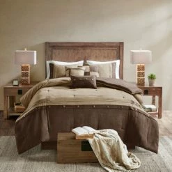 Coupon ๐คฉ Madison Park Westbrook 7 Piece Faux Suede Comforter Set Tan โจ