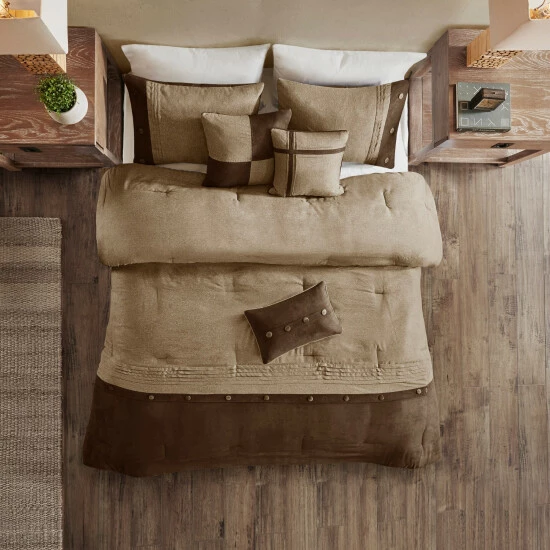 Coupon 🤩 Madison Park Westbrook 7 Piece Faux Suede Comforter Set Tan ✨ 5 Coupon 🤩 Madison Park Westbrook 7 Piece Faux Suede Comforter Set Tan ✨ - Image 3