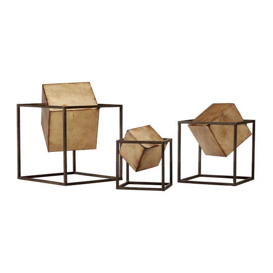 Outlet โ๏ธ Madison Park Asher Black/ Gold Cube Decor Set Of 3 ๐งจ 4 Outlet โ๏ธ Madison Park Asher Black/ Gold Cube Decor Set Of 3 ๐งจ - Image 2