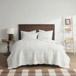 Buy ๐ Madison Park Elsa Ivory Embroidered Faux Fur Coverlet Set ๐