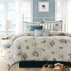 Top 10 😉 Madison Park Nantucket Cotton Printed 7-piece Comforter Set Blue 🎉