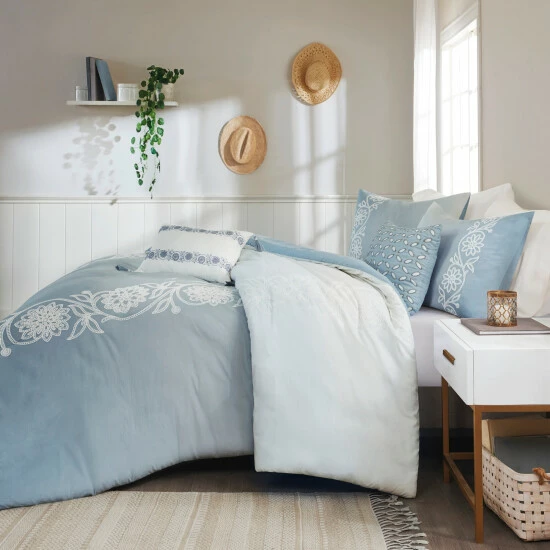 Discount ❤️ Madison Park Layla Blue 5 Piece Cotton Comforter Set ✔️ 12 Discount ❤️ Madison Park Layla Blue 5 Piece Cotton Comforter Set ✔️ - Image 10
