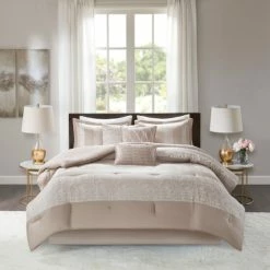 Brand new 🎉 Madison Park Elicia Taupe 7 Piece Chenille Jacquard Comforter Set ⭐