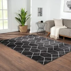 Hot Sale 🔥 Madison Park Bianca Trellis Geometric Woven Area Rug Black/cream 😍