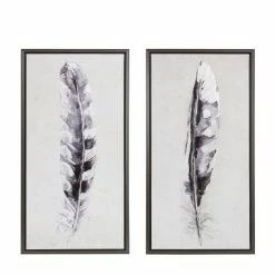 Alternative view of New 🔥 Madison Park Flight Feathers Grey Framed Gel 🧥 Coated Canvas 2 Piece Set 😍