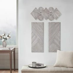 Budget 😉 Madison Park Ash Grey/ Silver Carved Wood 3PC Set Wall Decor ⭐