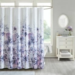 Discount 🔔 Madison Park Adella Floral Cotton Printed Shower Curtain 2 Color Option Purple 🔔 -Madison Park Sales unnamed file 4117