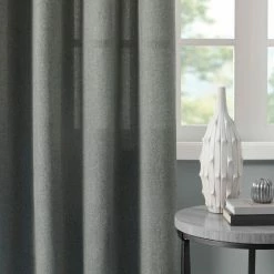 Outlet 👏 Madison Park Oslow Solid Piece Dyed Grommet Top Single Window Panel Grey 🤩 -Madison Park Sales unnamed file 4148