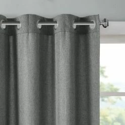 Outlet 👏 Madison Park Oslow Solid Piece Dyed Grommet Top Single Window Panel Grey 🤩 -Madison Park Sales unnamed file 4150