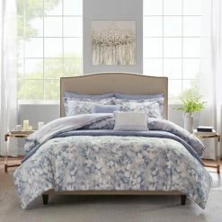 Buy 🛒 Madison Park Zinnia Blue 8 Piece Printed Seersucker Comforter And Coverlet Set Collection 😍