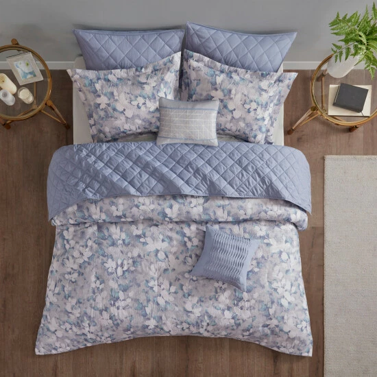 Buy ๐ Madison Park Zinnia Blue 8 Piece Printed Seersucker Comforter And Coverlet Set Collection ๐ 7 Buy ๐ Madison Park Zinnia Blue 8 Piece Printed Seersucker Comforter And Coverlet Set Collection ๐ - Image 5