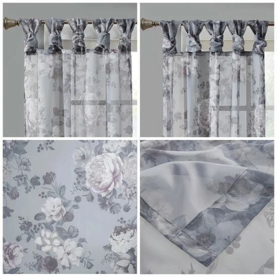New โญ Madison Park Abelia Printed Floral Twist Tab Top Voile Sheer Navy ๐ 11 New โญ Madison Park Abelia Printed Floral Twist Tab Top Voile Sheer Navy ๐ - Image 9