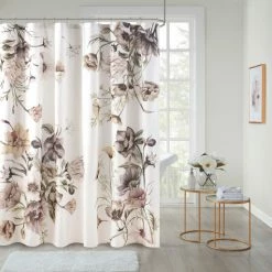 New 😉 Madison Park Gisele Printed Cotton Shower Curtain Blush 🎁