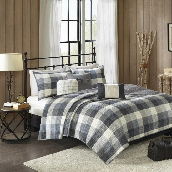 Promo ๐ Madison Park Pioneer Grey 6 Pieces Printed Quilted Herringbone Coverlet Set ๐ฅ 4 Promo ๐ Madison Park Pioneer Grey 6 Pieces Printed Quilted Herringbone Coverlet Set ๐ฅ - Image 2