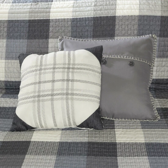 Promo ๐ Madison Park Pioneer Grey 6 Pieces Printed Quilted Herringbone Coverlet Set ๐ฅ 7 Promo ๐ Madison Park Pioneer Grey 6 Pieces Printed Quilted Herringbone Coverlet Set ๐ฅ - Image 5