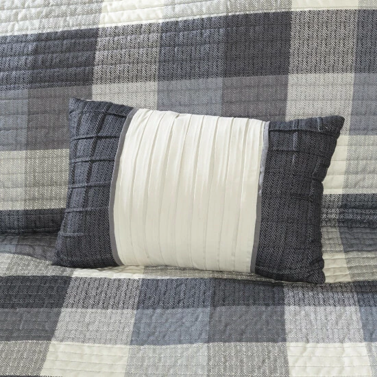 Promo ๐ Madison Park Pioneer Grey 6 Pieces Printed Quilted Herringbone Coverlet Set ๐ฅ 8 Promo ๐ Madison Park Pioneer Grey 6 Pieces Printed Quilted Herringbone Coverlet Set ๐ฅ - Image 6