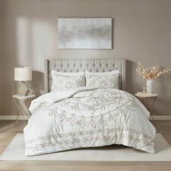 Best Sale 🎉 Madison Park Juliana Ivory/ Taupe Tufted Cotton Chenille Duvet Cover Set 🔔 -Madison Park Sales unnamed file 4281