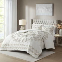 Best Sale 🎉 Madison Park Juliana Ivory/ Taupe Tufted Cotton Chenille Duvet Cover Set 🔔 -Madison Park Sales unnamed file 4282