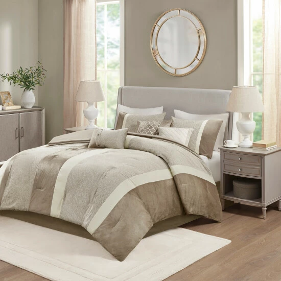 New ✨ Madison Park Wagner Taupe/ Brown 7 Piece Comforter Set 👍 4 New ✨ Madison Park Wagner Taupe/ Brown 7 Piece Comforter Set 👍 - Image 2