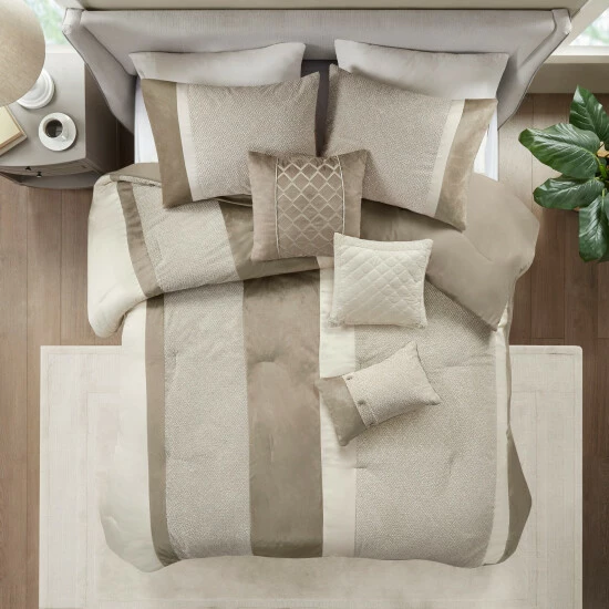 New ✨ Madison Park Wagner Taupe/ Brown 7 Piece Comforter Set 👍 6 New ✨ Madison Park Wagner Taupe/ Brown 7 Piece Comforter Set 👍 - Image 4