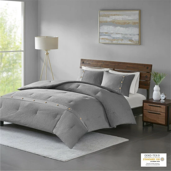 Cheapest ๐ฏ Madison Park Rianon Grey Cotton Waffle Weave Comforter Set ๐งจ 4 Cheapest ๐ฏ Madison Park Rianon Grey Cotton Waffle Weave Comforter Set ๐งจ - Image 2