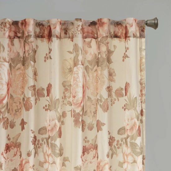 Brand new 🎉 Madison Park Abelia Printed Floral Rod Pocket And Back Tab Voile Sheer Grey 🔥 6 Brand new 🎉 Madison Park Abelia Printed Floral Rod Pocket And Back Tab Voile Sheer Grey 🔥 - Image 4
