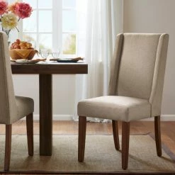 Hot Sale 😍 Madison Park Victor Wing Dining Chairs (Set Of 2) - 18.5"w X 27"d X 39.25"h (2) Taupe 😀