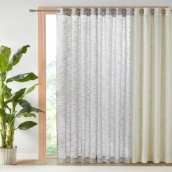 Best Sale 🔥 Madison Park Kaisley Yarn Dyed Slub Grommet Top Sheer Window Curtain Black ⌛