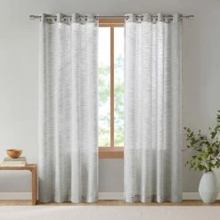 Best Sale 🔥 Madison Park Kaisley Yarn Dyed Slub Grommet Top Sheer Window Curtain Black ⌛ -Madison Park Sales unnamed file 4675