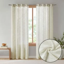 Best Sale 🔥 Madison Park Kaisley Yarn Dyed Slub Grommet Top Sheer Window Curtain Black ⌛ -Madison Park Sales unnamed file 4678