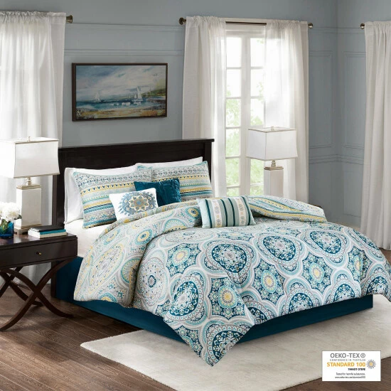 Top 10 ๐ Madison Park Delta Teal 7 Pieces Reversible Cotton Sateen Printed Comforter Set ๐ 4 Top 10 ๐ Madison Park Delta Teal 7 Pieces Reversible Cotton Sateen Printed Comforter Set ๐ - Image 2