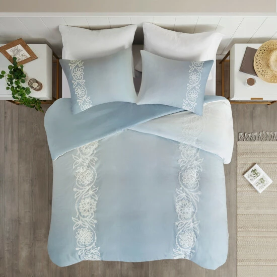 Best Pirce โ๏ธ Madison Park Layla Blue Cotton Duvet Cover Set ๐ 3 Best Pirce โ๏ธ Madison Park Layla Blue Cotton Duvet Cover Set ๐