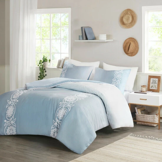 Best Pirce โ๏ธ Madison Park Layla Blue Cotton Duvet Cover Set ๐ 5 Best Pirce โ๏ธ Madison Park Layla Blue Cotton Duvet Cover Set ๐ - Image 3