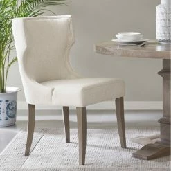 Hot Sale 🧨 Madison Park Fillmore Upholstered Dining Chair Light Grey 👏