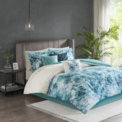 Budget 😍 Madison Park Adella Teal 7 Piece Cotton Printed Comforter Set 🤩 -Madison Park Sales unnamed file 5017